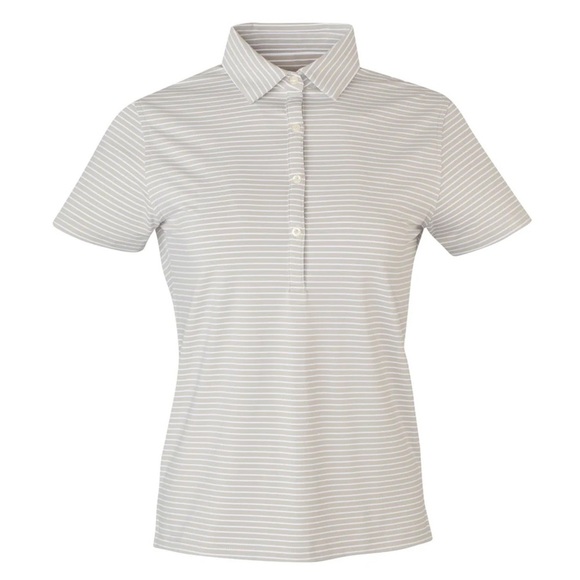 NWT Under Armour Woman’s Small Striped Short Sleeve Gray Collard Polo Shirt - Picture 1 of 10